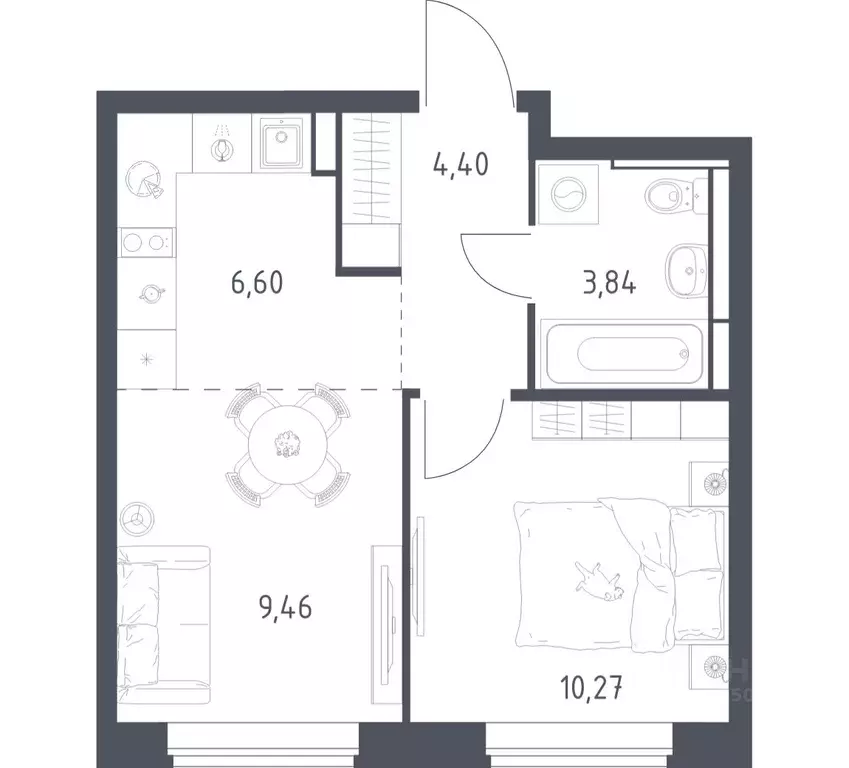 1-к кв. Московская область, Ленинский городской округ, д. Калиновка ... - Фото 1