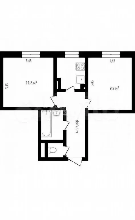 2-к. квартира, 36,7 м, 5/5 эт. - Фото 0
