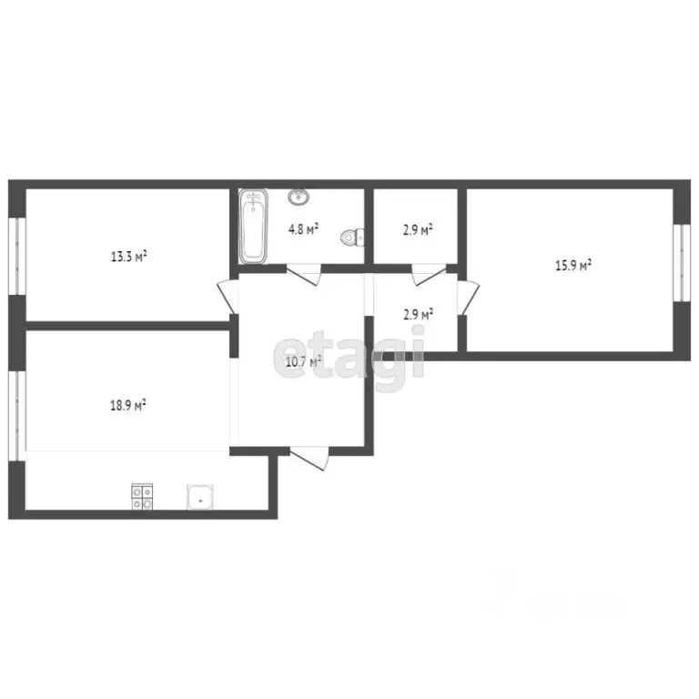 2-к кв. Тюменская область, Тюмень Новгородская ул., 20 (65.9 м) - Фото 2