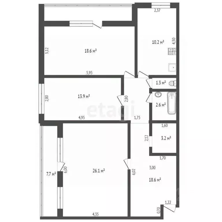 3-к кв. Брянская область, Брянск Бежицкая ул., 1/2 (100.0 м) - Фото 1