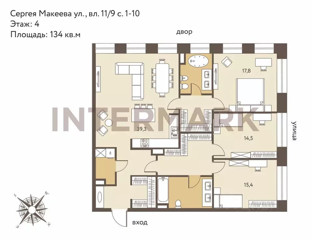 4-к кв. Москва ул. Сергея Макеева, 13 (134.0 м) - Фото 1