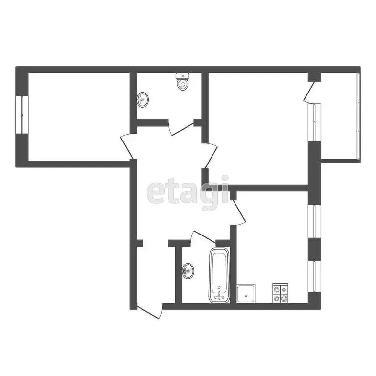 3-комнатная квартира: Омск, улица Крупской, 14 (67.5 м) - Фото 1
