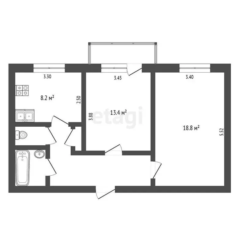 2-комнатная квартира: Петрозаводск, улица Куйбышева, 16 (55 м) - Фото 1