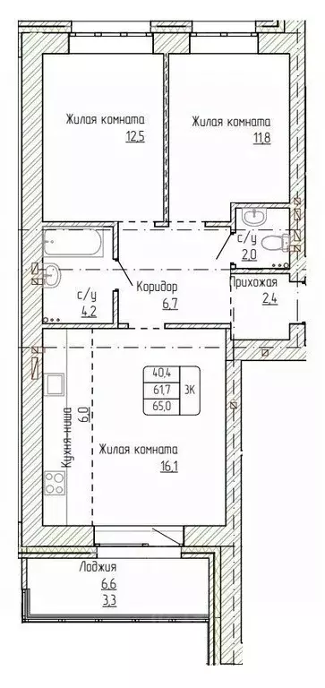 3-к кв. Алтайский край, Новоалтайск ул. Титова, 6 (65.0 м) - Фото 0