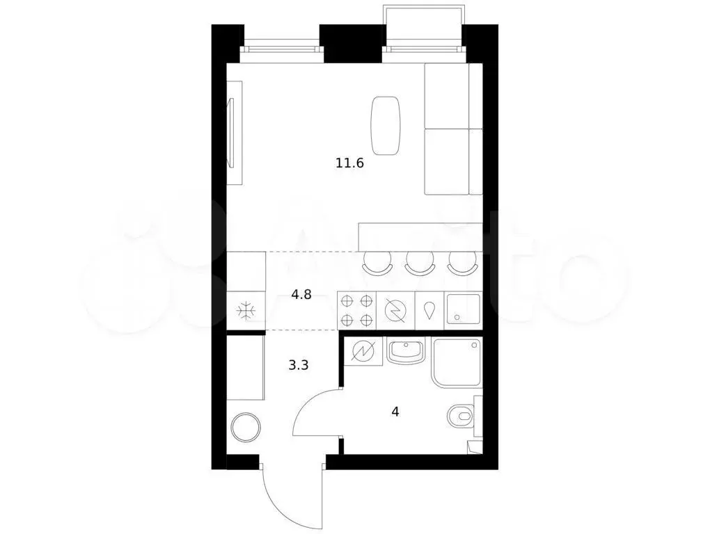 Квартира-студия, 23,7 м, 3/14 эт. - Фото 0