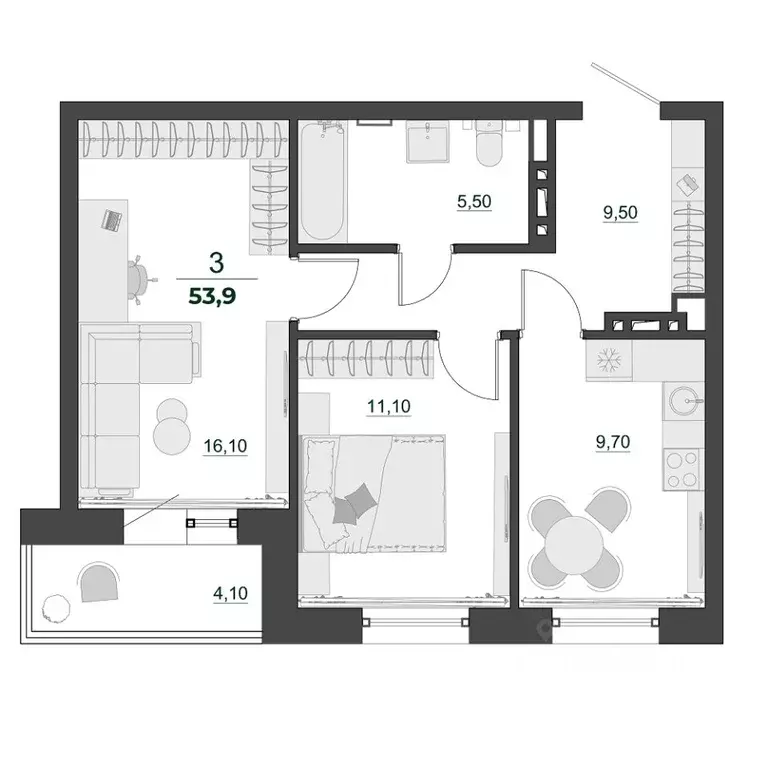 2-к кв. Красноярский край, Красноярск Нанжуль-Солнечный мкр, Фамилия ... - Фото 1