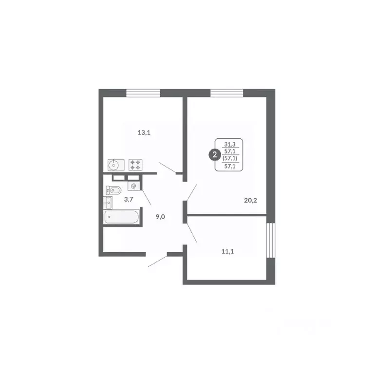 2-к кв. Кировская область, Киров ул. Потребкооперации, 34 (57.1 м) - Фото 0