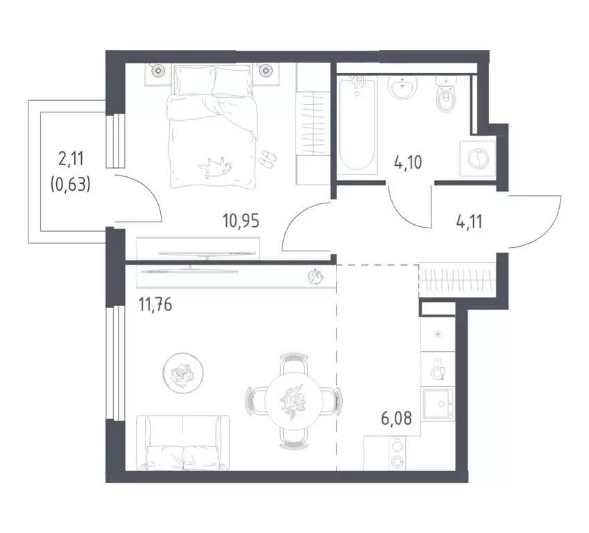 1-комнатная квартира: посёлок городского типа Мисайлово, микрорайон ... - Фото 1