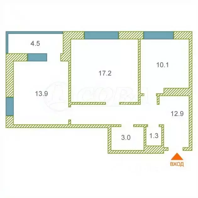 2-к кв. Тюменская область, Тюмень ул. Мельникайте, 2к11 (58.7 м) - Фото 2