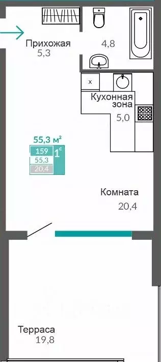 1-к кв. Крым, Евпатория ул. Симферопольская, 2Х (55.3 м) - Фото 0