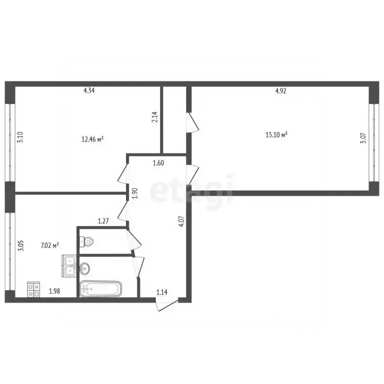 2-к кв. Санкт-Петербург ул. Тельмана, 32К5 (44.5 м) - Фото 1