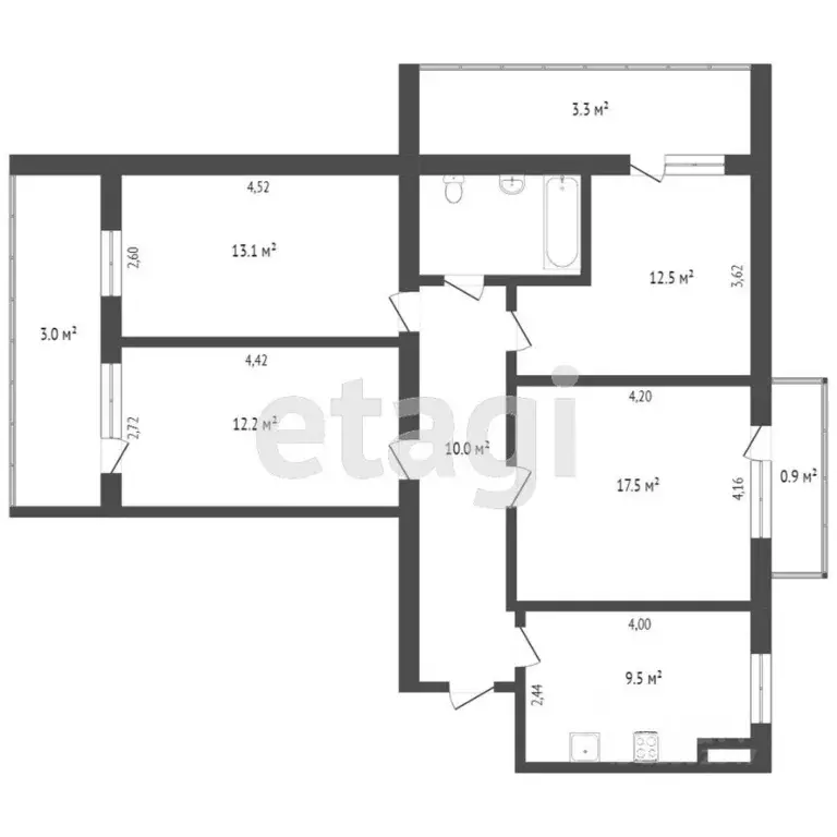 4-к кв. Крым, Симферополь ул. Ракетная (77.4 м) - Фото 1
