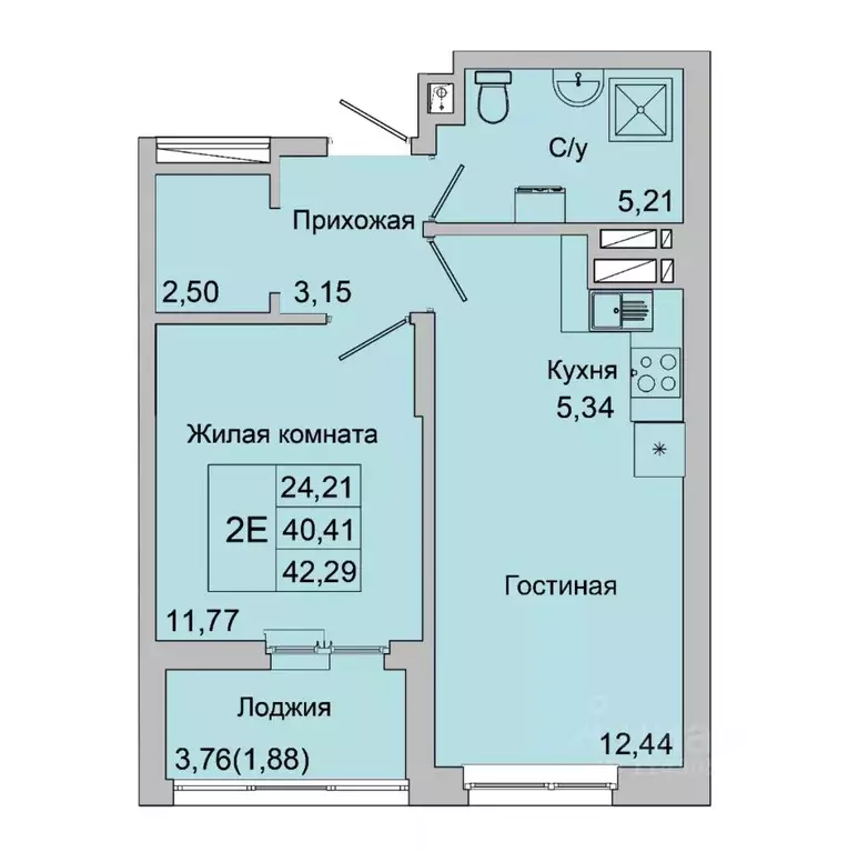 2-к кв. Ростовская область, Батайск ул. Булгакова, 11 (42.29 м) - Фото 1