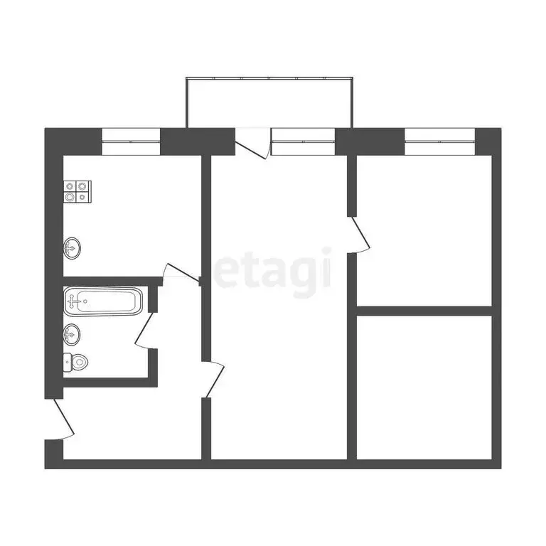 2-комнатная квартира: Ангарск, 13-й микрорайон, 1 (44.9 м) - Фото 0