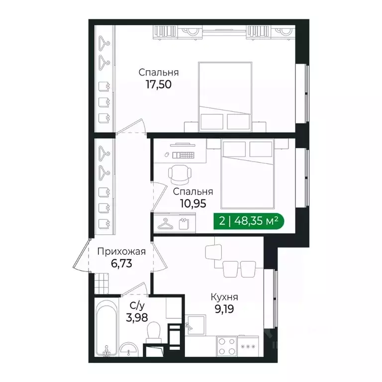 2-к кв. Ленинградская область, Сертолово Всеволожский район, ... - Фото 1