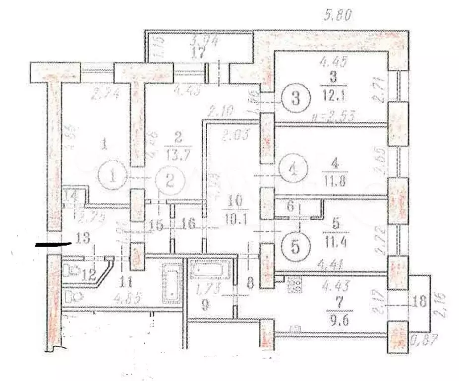 5-к. квартира, 108 м, 2/5 эт. - Фото 0