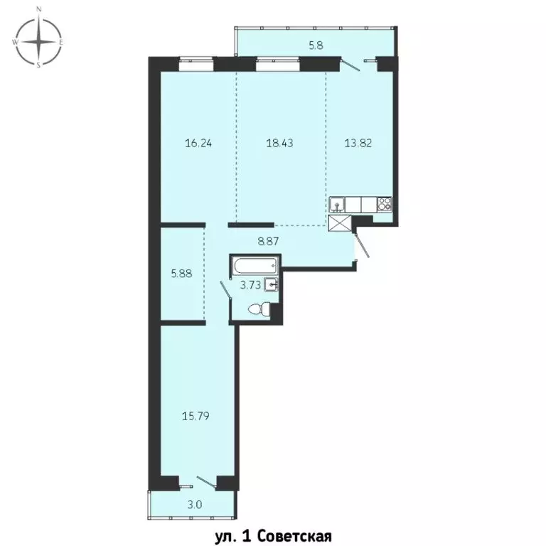 3-к кв. Иркутская область, Иркутск Советская ул., 115/1 (91.56 м) - Фото 0