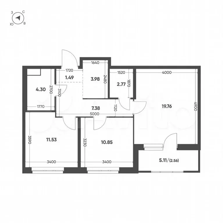 2-к. квартира, 64,6 м, 10/10 эт. - Фото 1