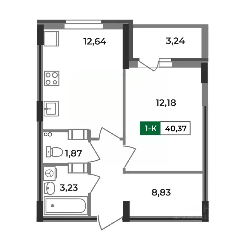 1-к кв. Владимирская область, Ковров Еловая ул., 11 (40.37 м) - Фото 0