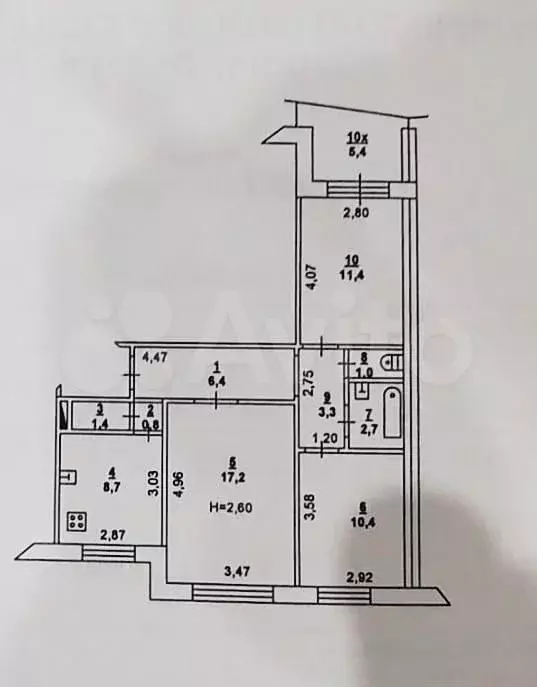 3-к. квартира, 64 м, 8/9 эт. - Фото 0