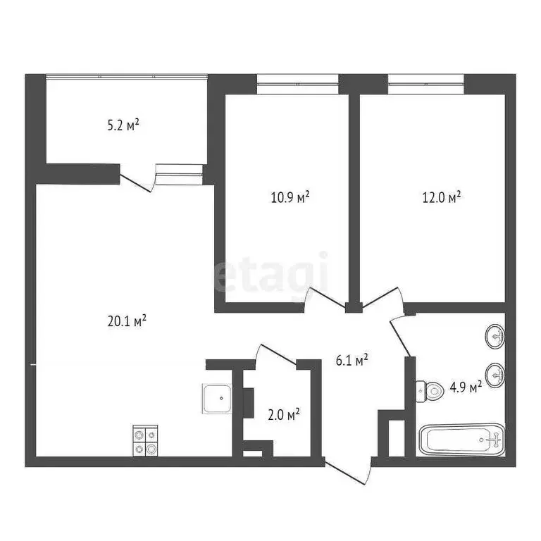 2-комнатная квартира: Тюмень, Родниковая улица, 4 (55.2 м) - Фото 0