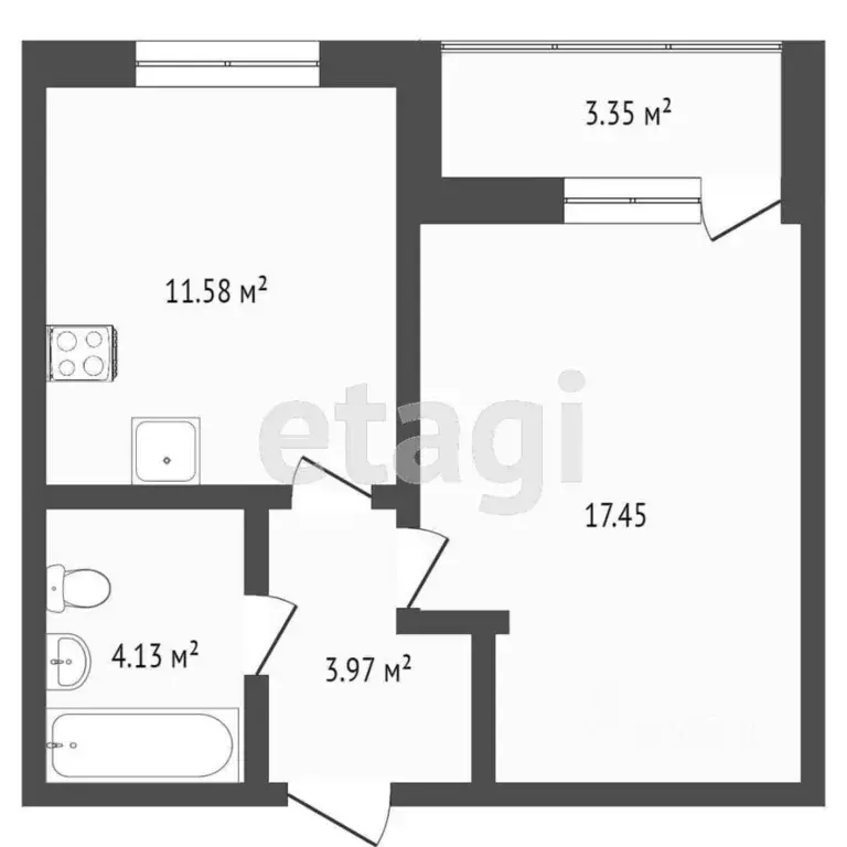 1-к кв. Тюменская область, Тюмень ул. Фармана Салманова, 12 (40.0 м) - Фото 0