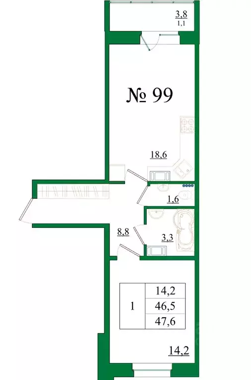 1-к кв. Ленинградская область, Гатчина Красносельское ш., 4Ак1 (47.6 ... - Фото 1