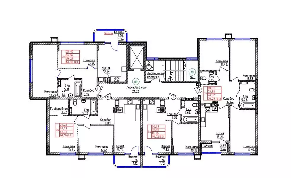 3-к кв. Калининградская область, Калининград ул. Дубовая Аллея (74.82 ... - Фото 2