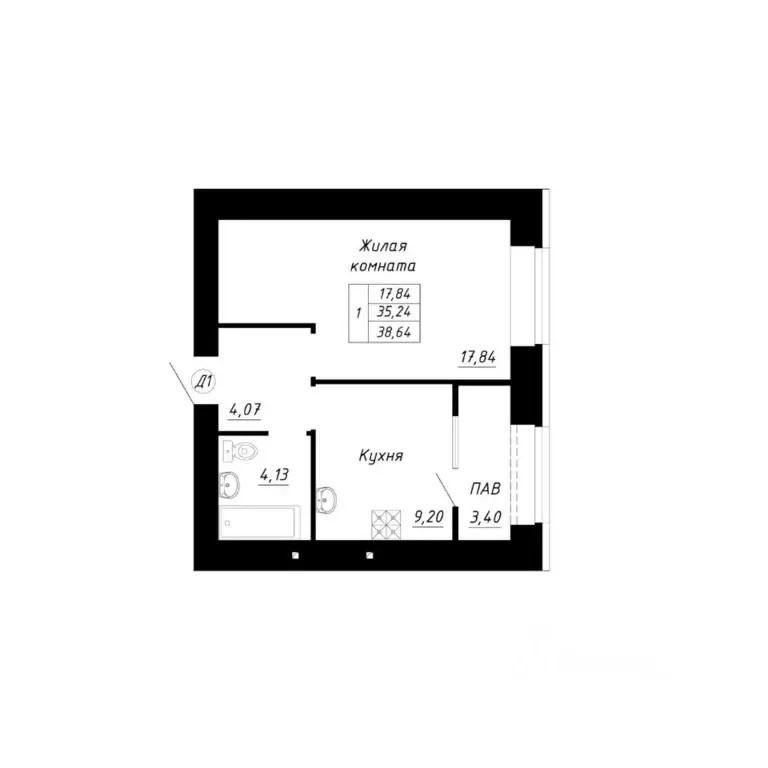 1-к кв. Башкортостан, Стерлитамак Прибрежный мкр,  (38.64 м) - Фото 1