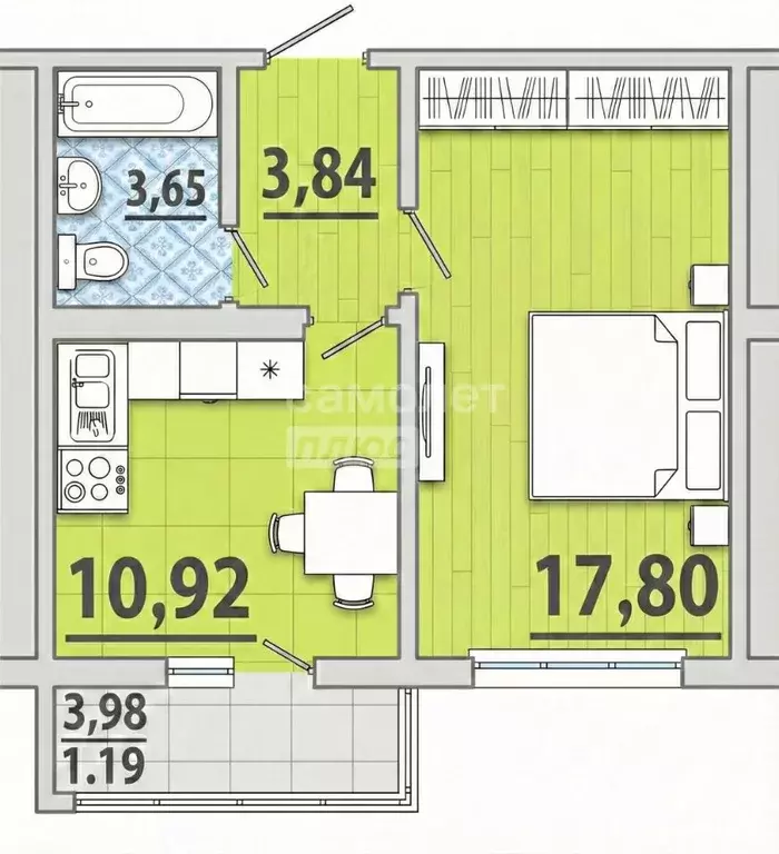 1-к кв. Краснодарский край, Анапа ул. Адмирала Пустошкина, 22к3 (40.4 ... - Фото 1