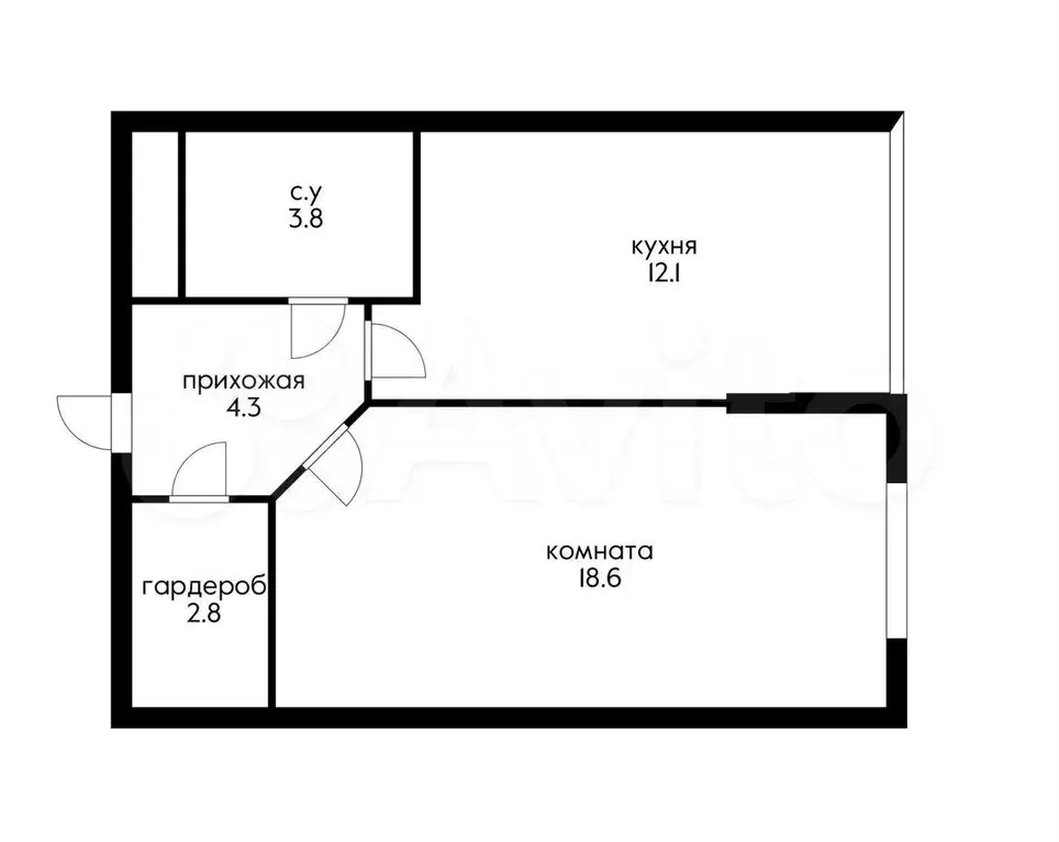 1-к. квартира, 42 м, 1/9 эт. - Фото 0