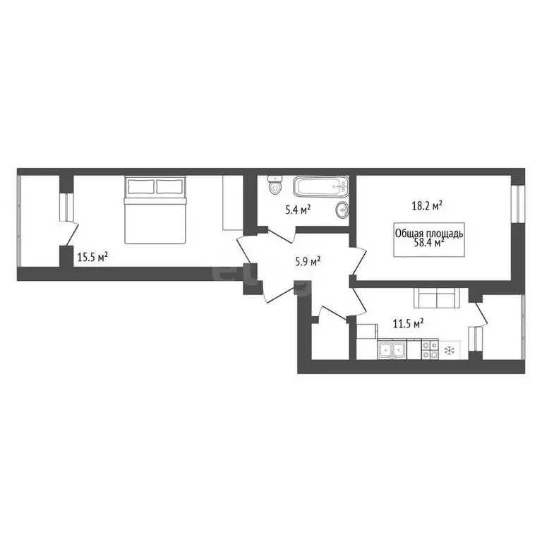 2-комнатная квартира: Новосибирск, Большевистская улица, 126 (58.4 м) - Фото 0