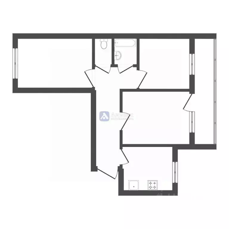 3-к кв. Тюменская область, Тюмень ул. Самарцева, 40 (55.9 м) - Фото 2
