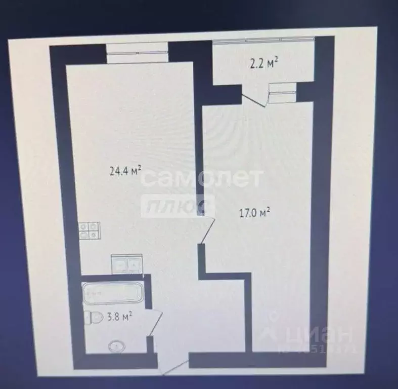 1-к кв. Тюменская область, Тюмень Комбинатская ул., 54к2 (45.2 м) - Фото 2