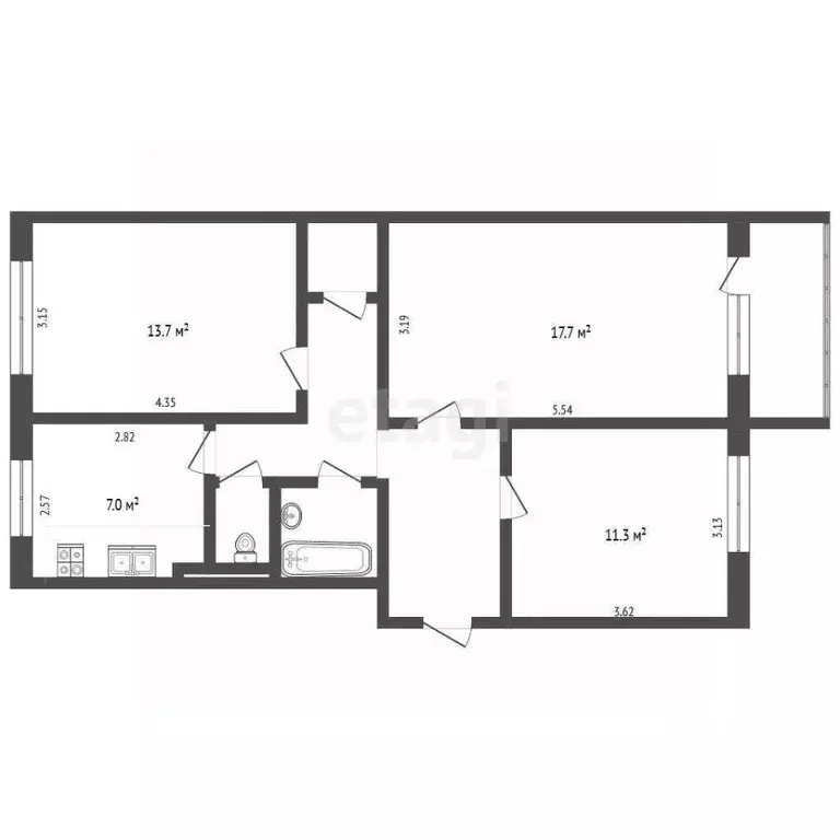 3-к кв. Ямало-Ненецкий АО, Муравленко ул. Ленина, 72 (65.0 м) - Фото 1