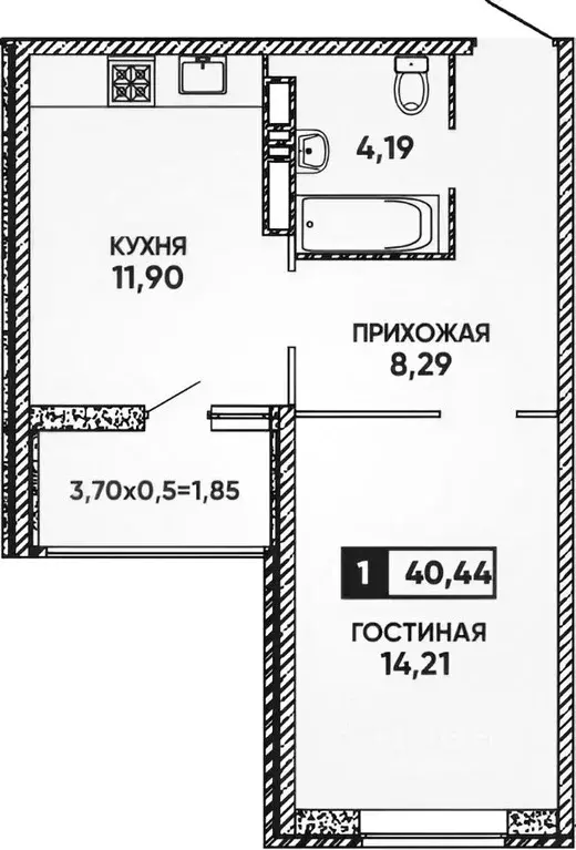 1-к кв. Краснодарский край, Краснодар ул. Имени Героя Георгия ... - Фото 2