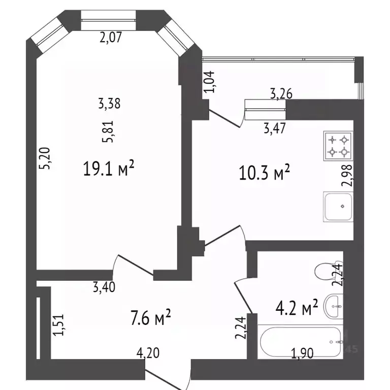 1-к кв. Нижегородская область, Нижний Новгород Волжская наб., 21 (38.9 ... - Фото 1