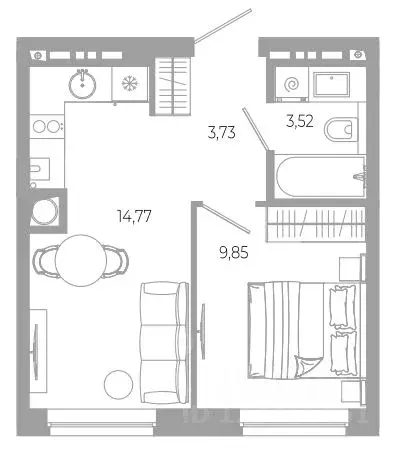 1-к кв. Астраханская область, Астрахань Разум жилой комплекс (31.87 м) - Фото 1