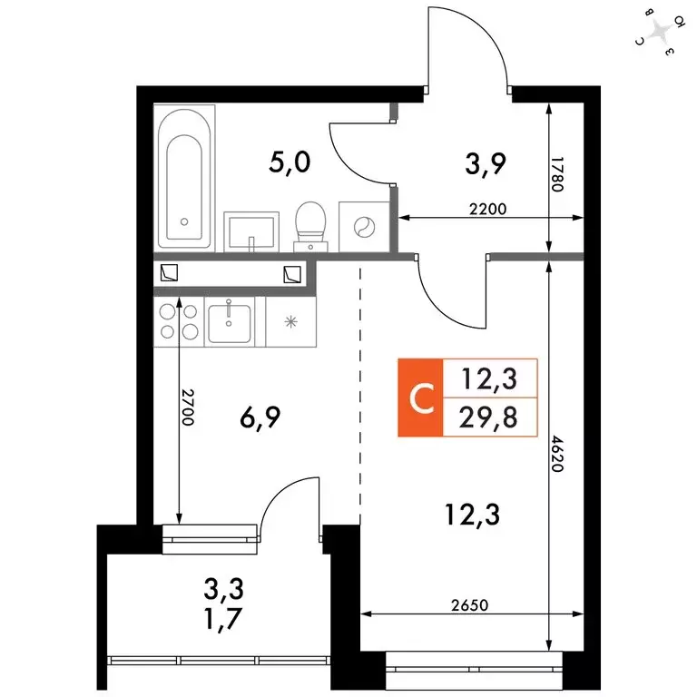 1-комнатная квартира: Зеленодольский район, Октябрьское сельское ... - Фото 2