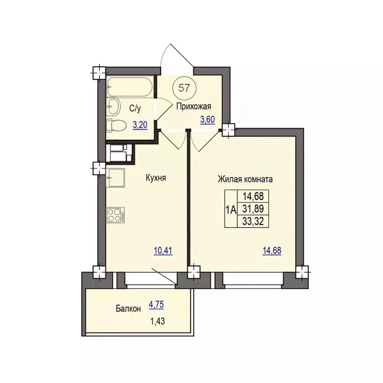 1-к кв. Псковская область, Псковский район, Завеличенская волость, д. ... - Фото 1