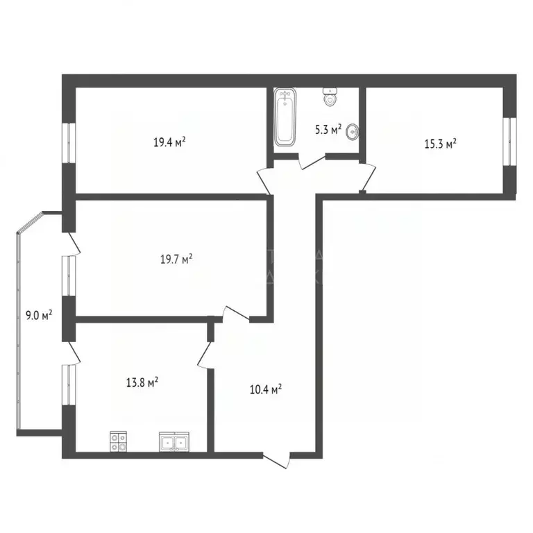3-к кв. Тюменская область, Тюмень 6-й мкр, ул. Валерии Гнаровской, 8 ... - Фото 2