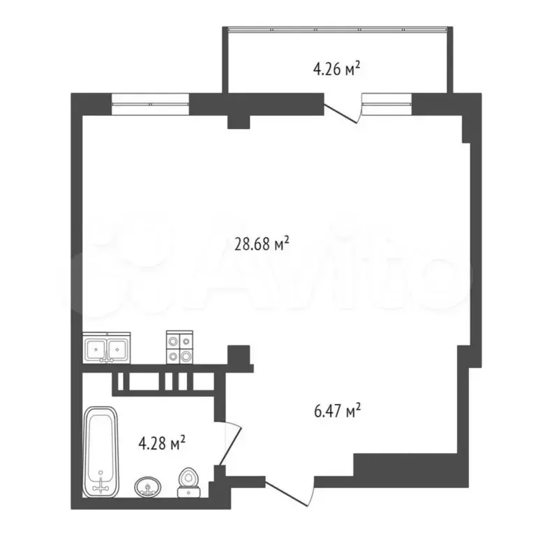 Квартира-студия, 39,4 м, 2/16 эт. - Фото 0