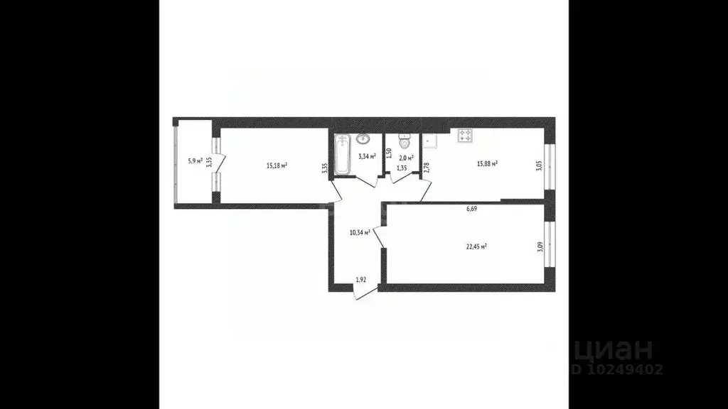 2-к кв. Башкортостан, Уфа ул. Энтузиастов, 16 (67.1 м) - Фото 2