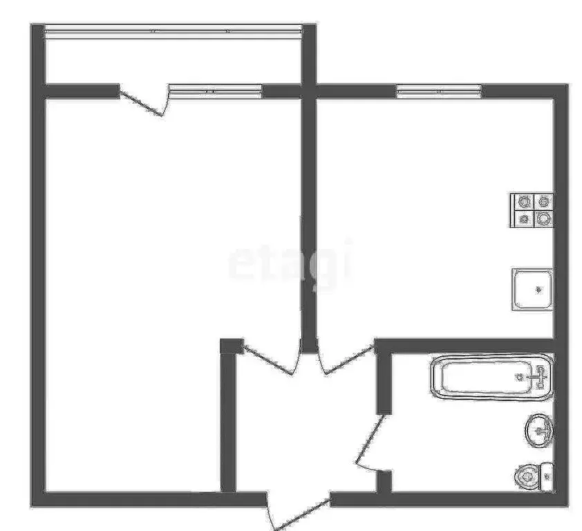 1-комнатная квартира: Узловая, улица Гагарина, 25 (34 м) - Фото 1