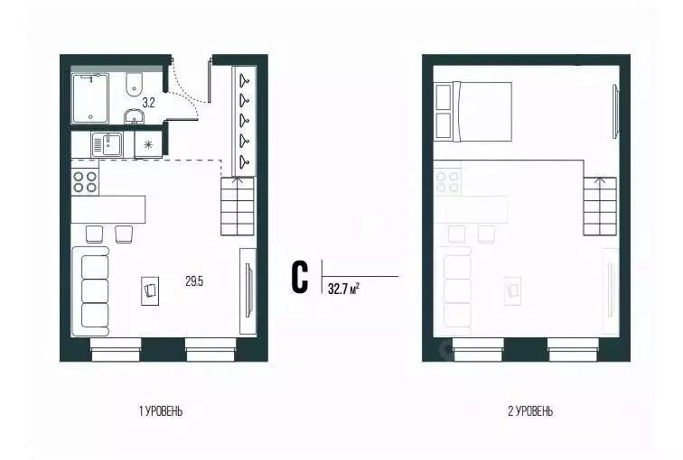 Студия Санкт-Петербург ул. Блохина, 6/3 (32.7 м) - Фото 2