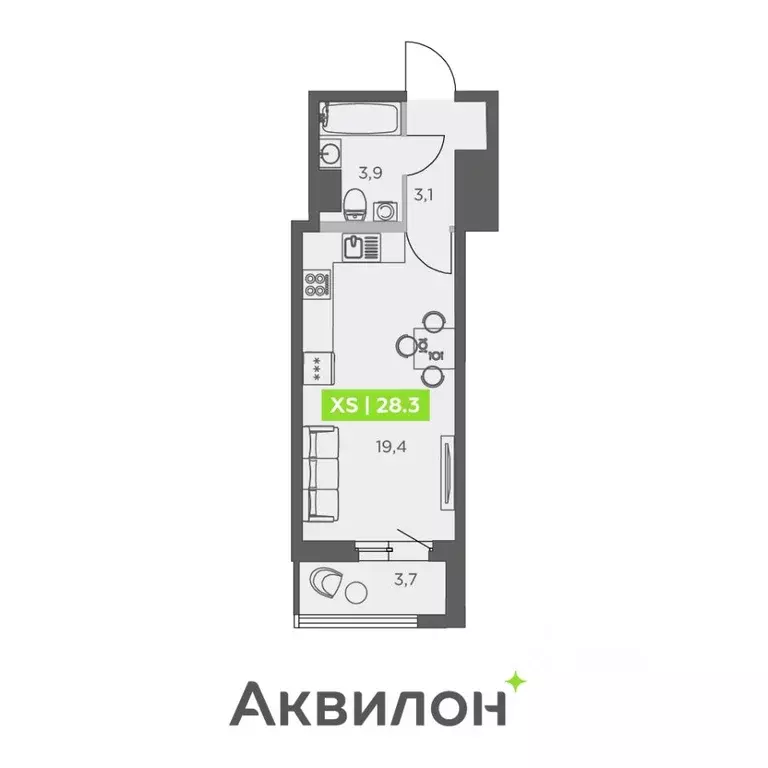Студия Санкт-Петербург ул. Виктора Конецкого, 5 (28.3 м) - Фото 0