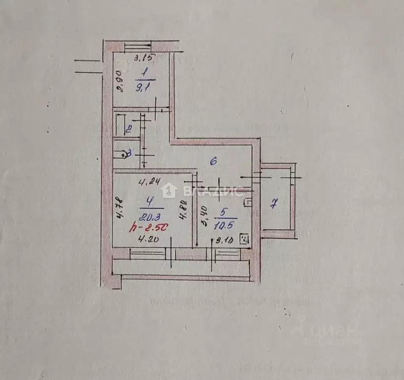 2-к кв. Пензенская область, Каменка Центральная ул., 5 (61.4 м) - Фото 2