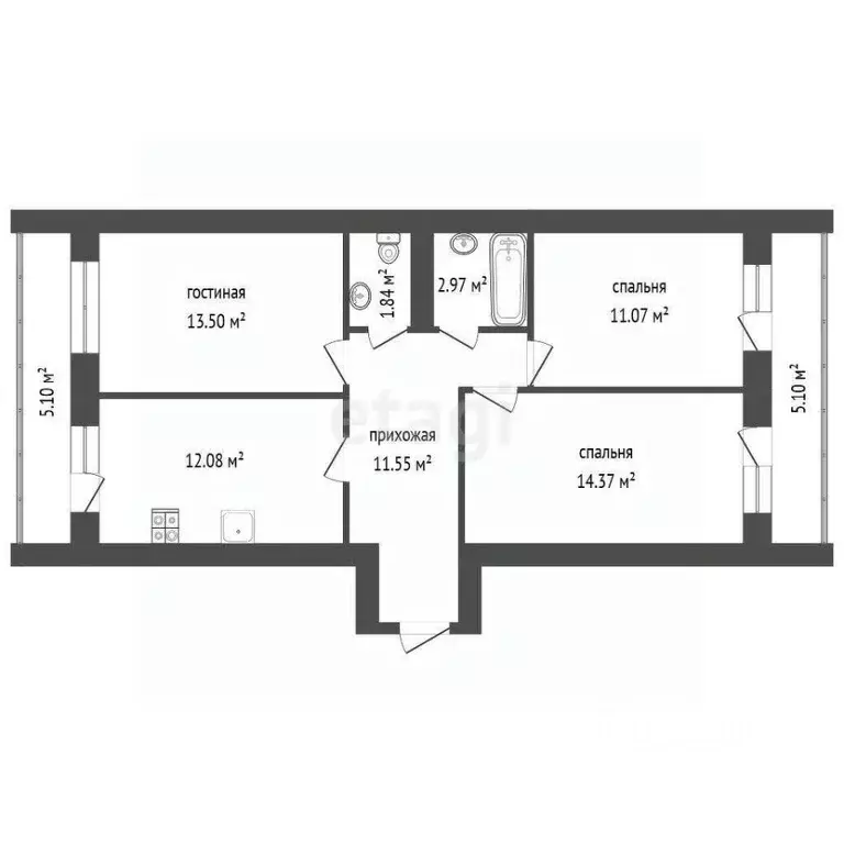 3-к кв. Марий Эл, Медведевский район, Шойбулакское с/пос, с. Шойбулак ... - Фото 1