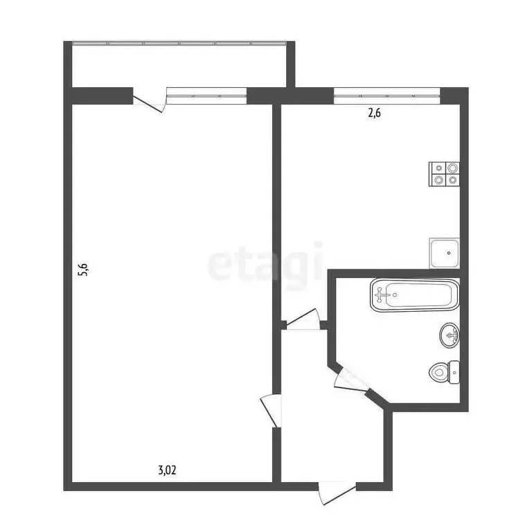 1-комнатная квартира: Симферополь, бульвар Ивана Франко, 7 (30.1 м) - Фото 1