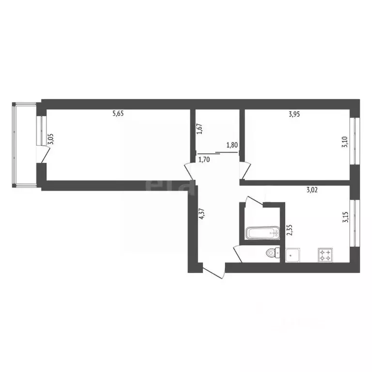 2-к кв. Амурская область, Благовещенск Театральная ул., 35/1 (52.0 м) - Фото 1